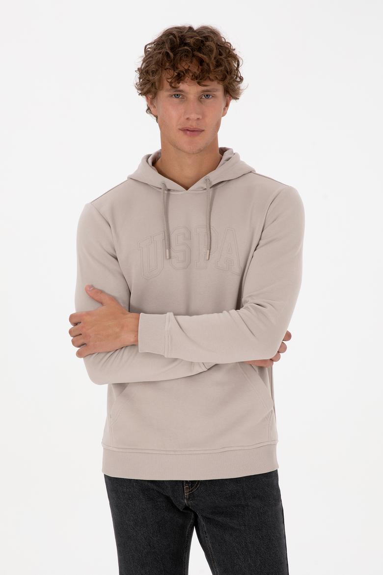 Erkek Regular Fit Kapüşonlu Taş Basic Sweatshirt - 50315663033
