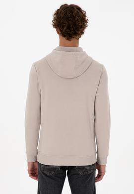 Erkek Regular Fit Kapüşonlu Taş Basic Sweatshirt - 50315663033