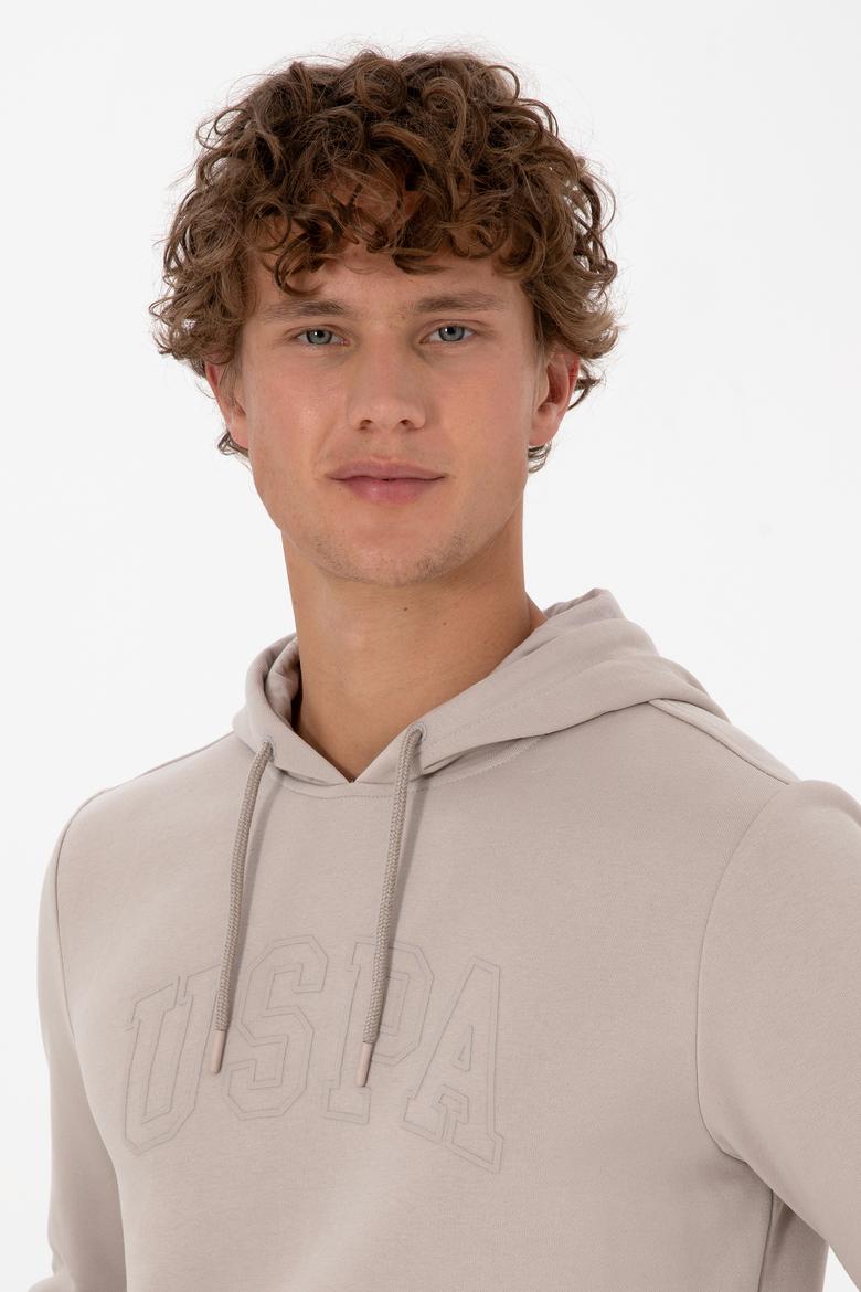 Erkek Regular Fit Kapüşonlu Taş Basic Sweatshirt - 50315663033