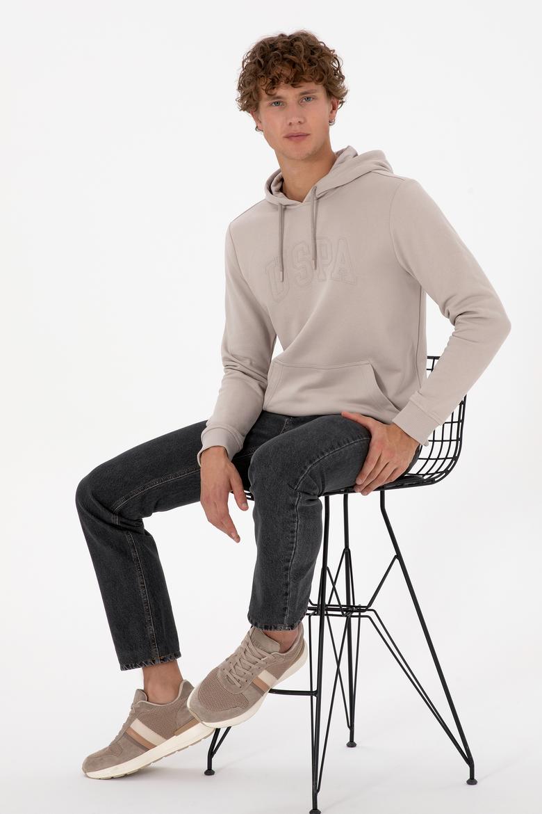 Erkek Regular Fit Kapüşonlu Taş Basic Sweatshirt - 50315663033
