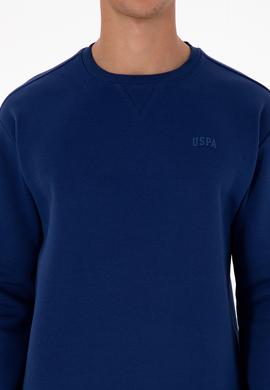 Erkek Comfort Fit Bisiklet Yaka Şardonlu İndigo Basic Sweatshirt - 50313757274