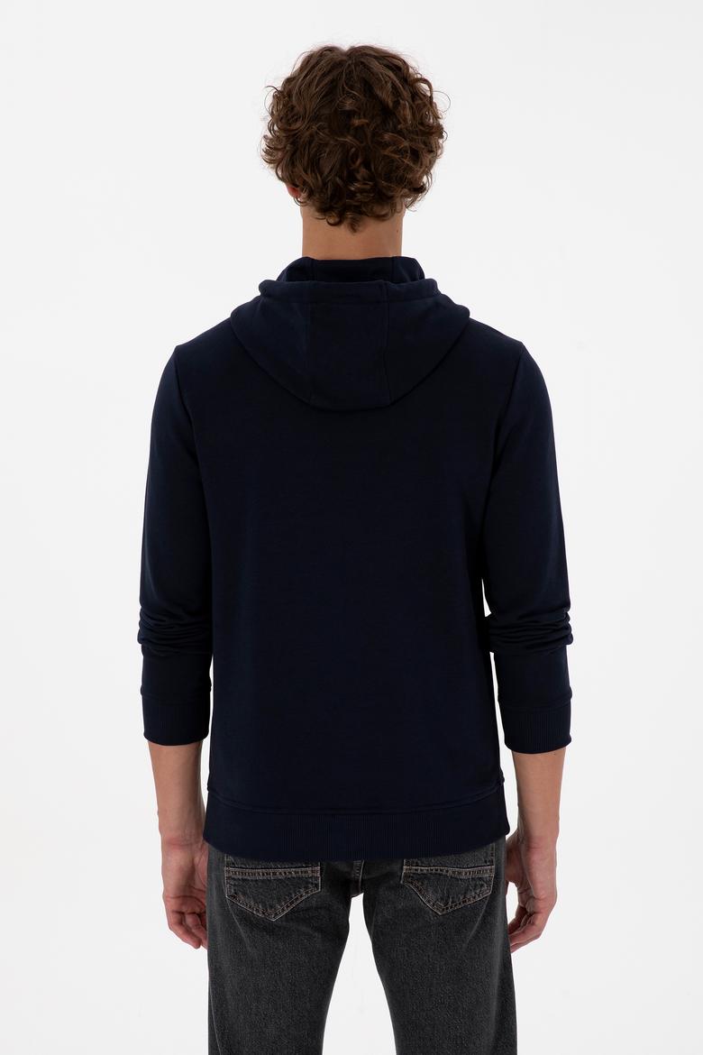 Erkek Regular Fit Kapüşonlu Lacivert Basic Sweatshirt - 50315663011