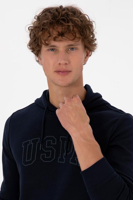 Erkek Regular Fit Kapüşonlu Lacivert Basic Sweatshirt