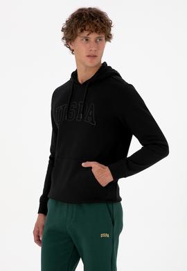 Erkek Regular Fit Kapüşonlu Siyah Basic Sweatshirt - 50315663027