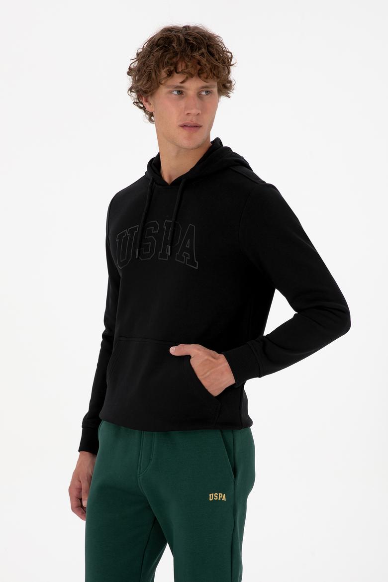 Erkek Regular Fit Kapüşonlu Siyah Basic Sweatshirt - 50315663027