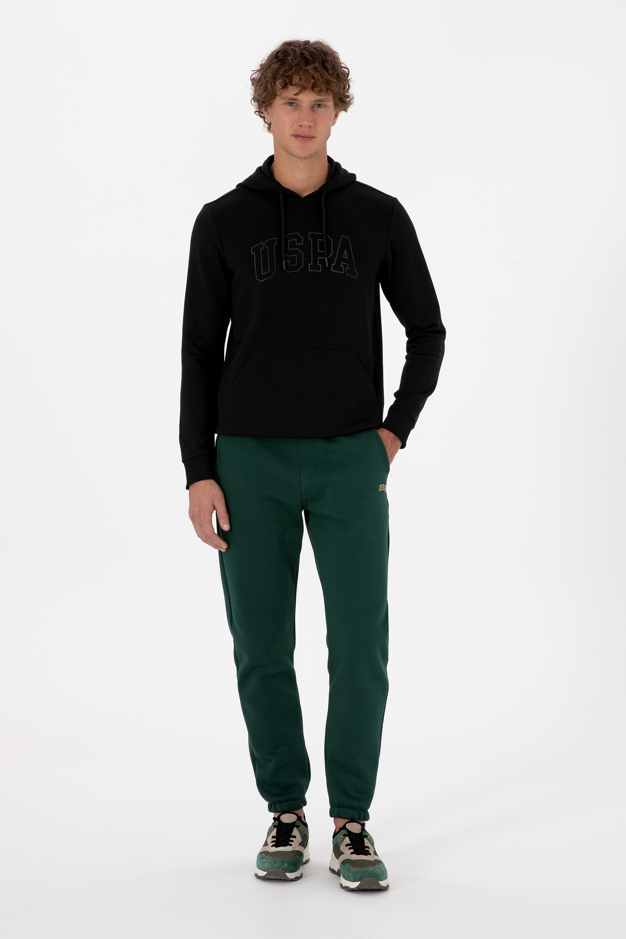 Erkek Regular Fit Kapüşonlu Siyah Basic Sweatshirt - Image 4