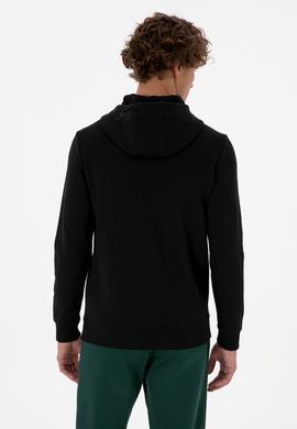 Erkek Regular Fit Kapüşonlu Siyah Basic Sweatshirt - 50315663027