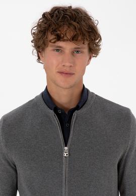 Erkek Gri Melanj Basic Triko Hırka - 50313721015