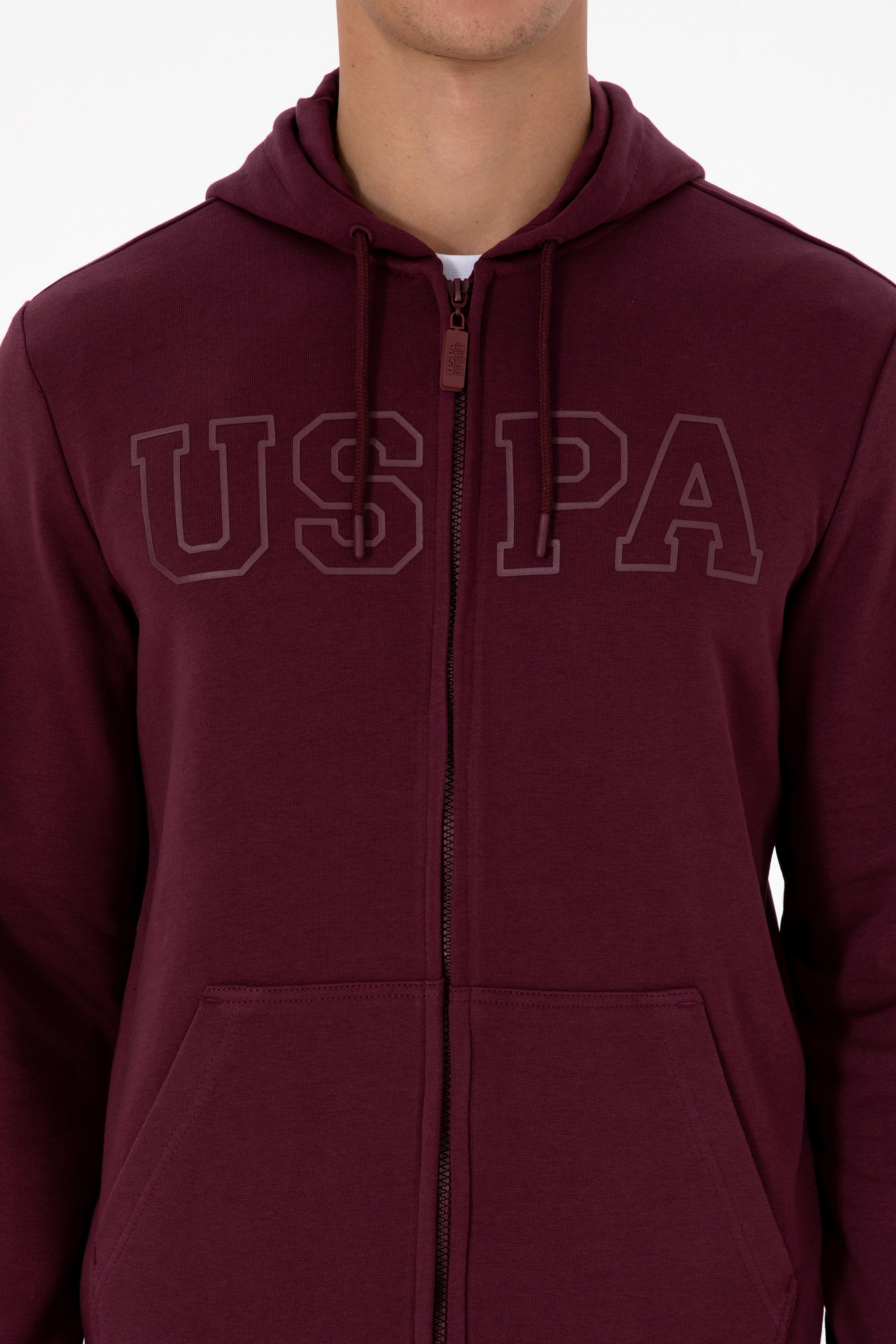 Erkek Regular Fit Fermuarlı Kapüşonlu Bordo Örme Hırka - Image 6
