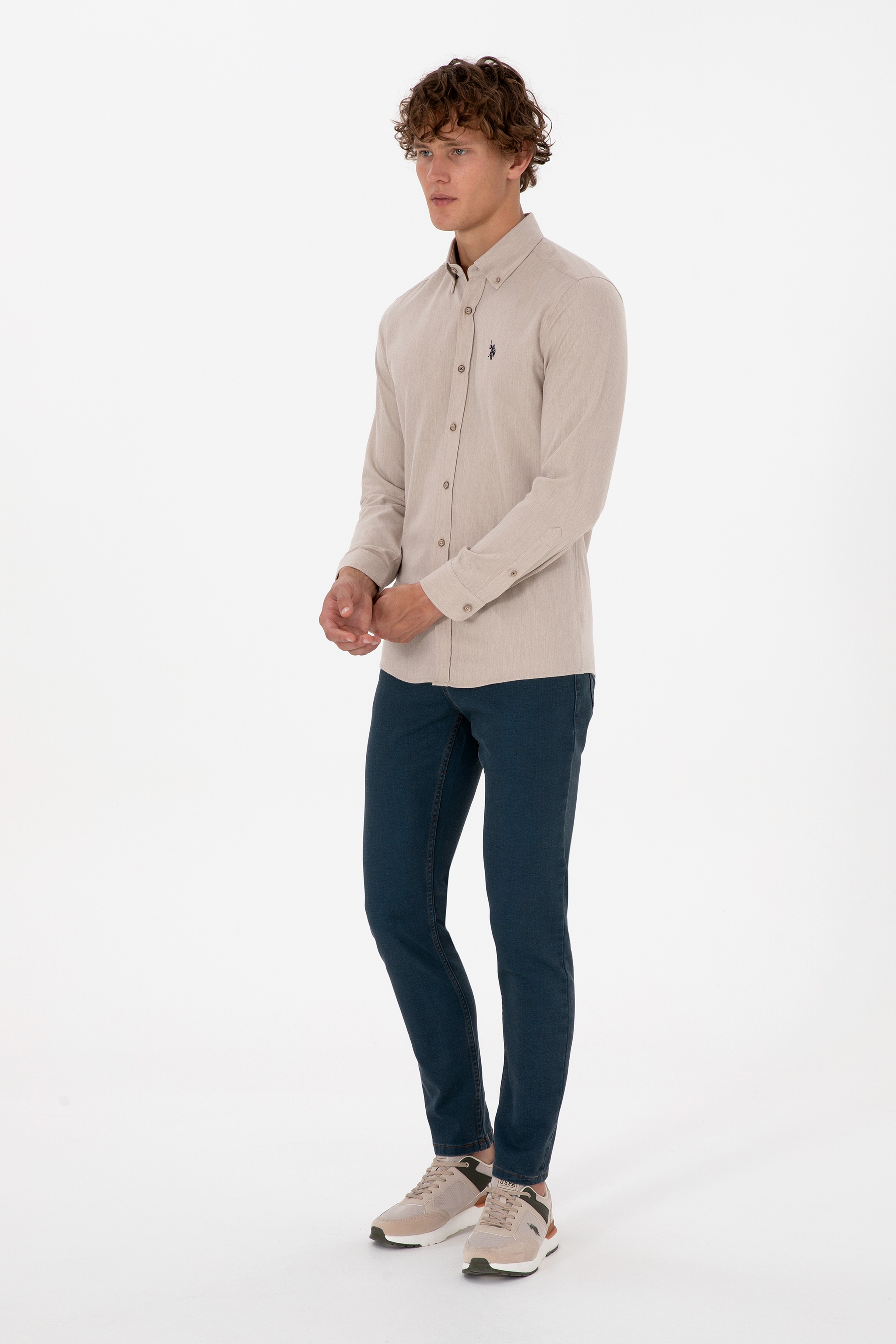 Erkek Koyu Mavi Slim Fit Petrol Jean Pantolon