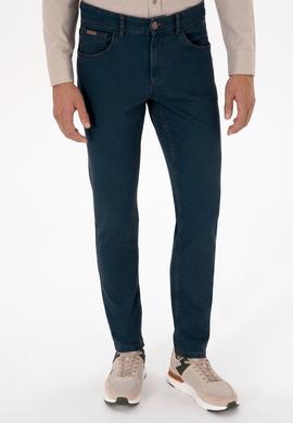 Erkek Koyu Mavi Slim Fit Petrol Jean Pantolon - 50317446016