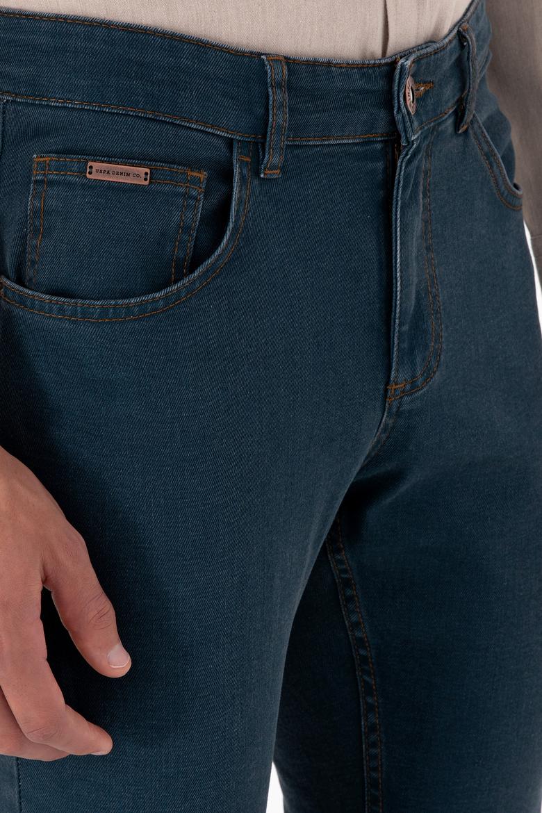 Erkek Koyu Mavi Slim Fit Petrol Jean Pantolon - 50317446016