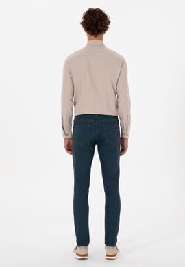 Erkek Koyu Mavi Slim Fit Petrol Jean Pantolon - 50317446016