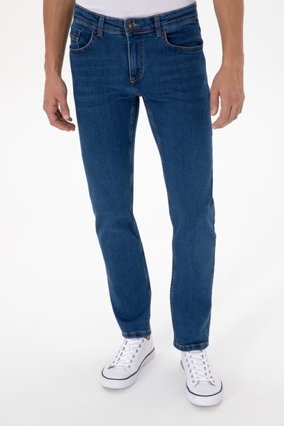 Erkek Mavi Slim Fit Jean Pantolon