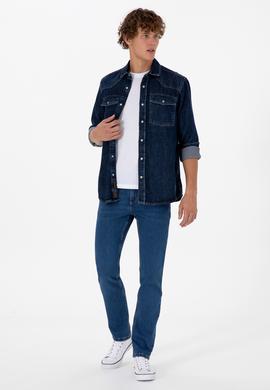 Erkek Mavi Slim Fit Jean Pantolon - 50316540016