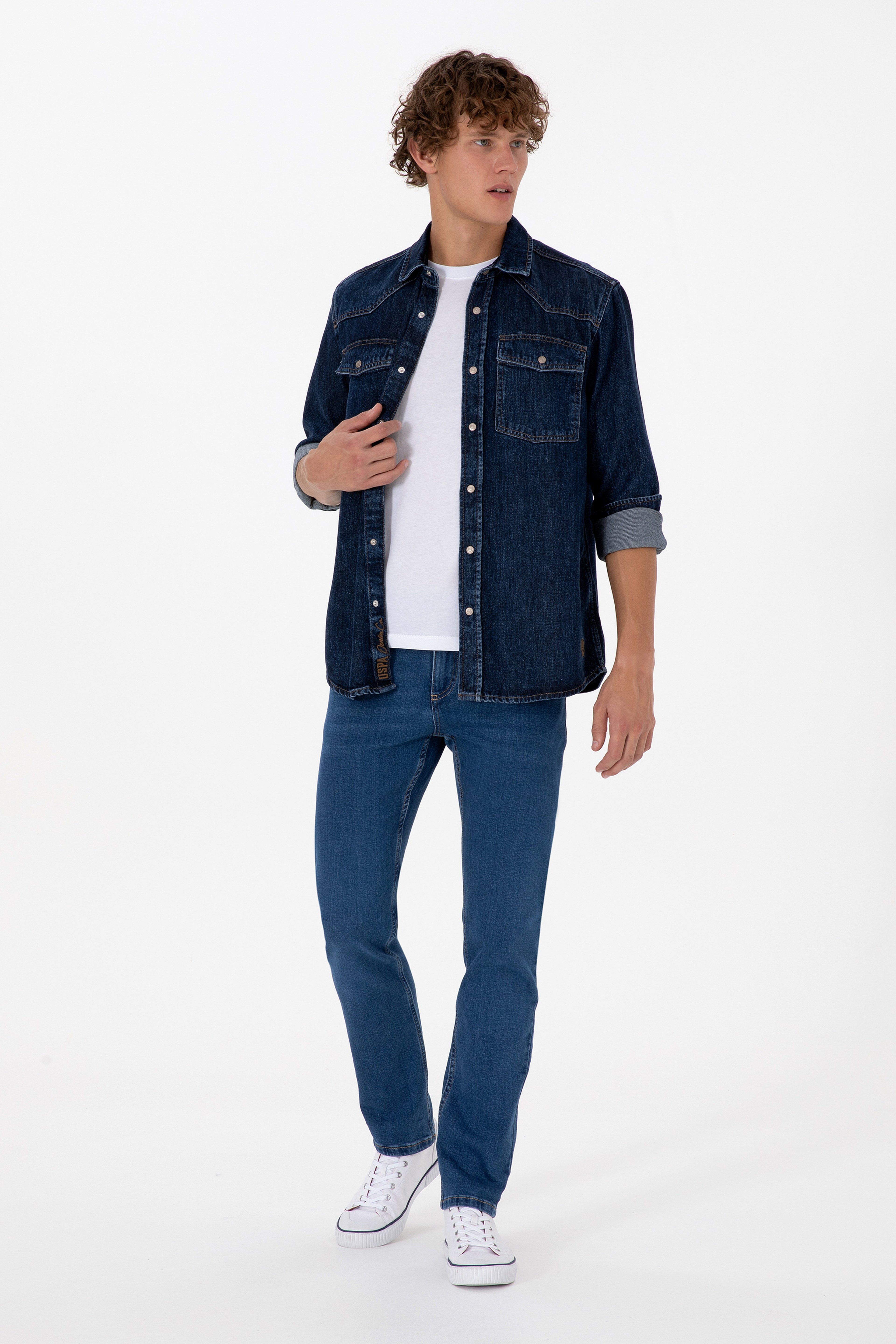 Erkek Mavi Slim Fit Jean Pantolon