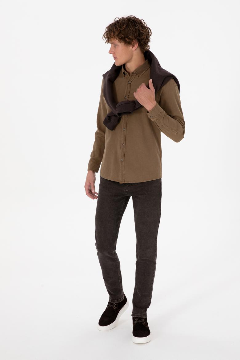Erkek Haki Uzun Kollu Gömlek - 50308390005