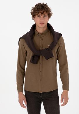 Erkek Haki Uzun Kollu Gömlek - 50308390005