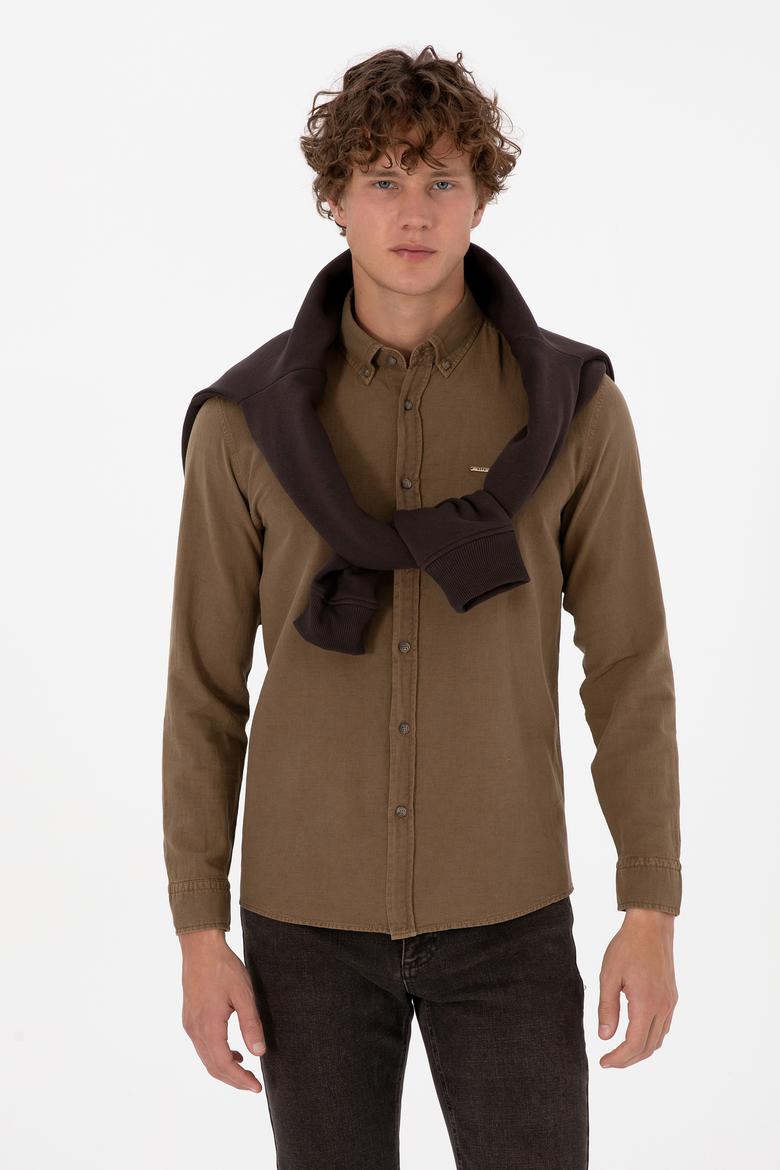 Erkek Haki Uzun Kollu Gömlek - 50308390005