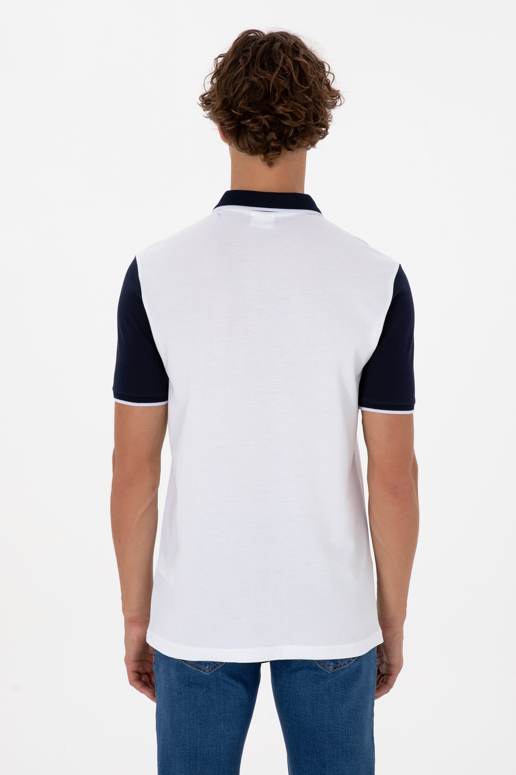 Erkek Beyaz Regular Fit Polo Yaka Tişört - Image 5