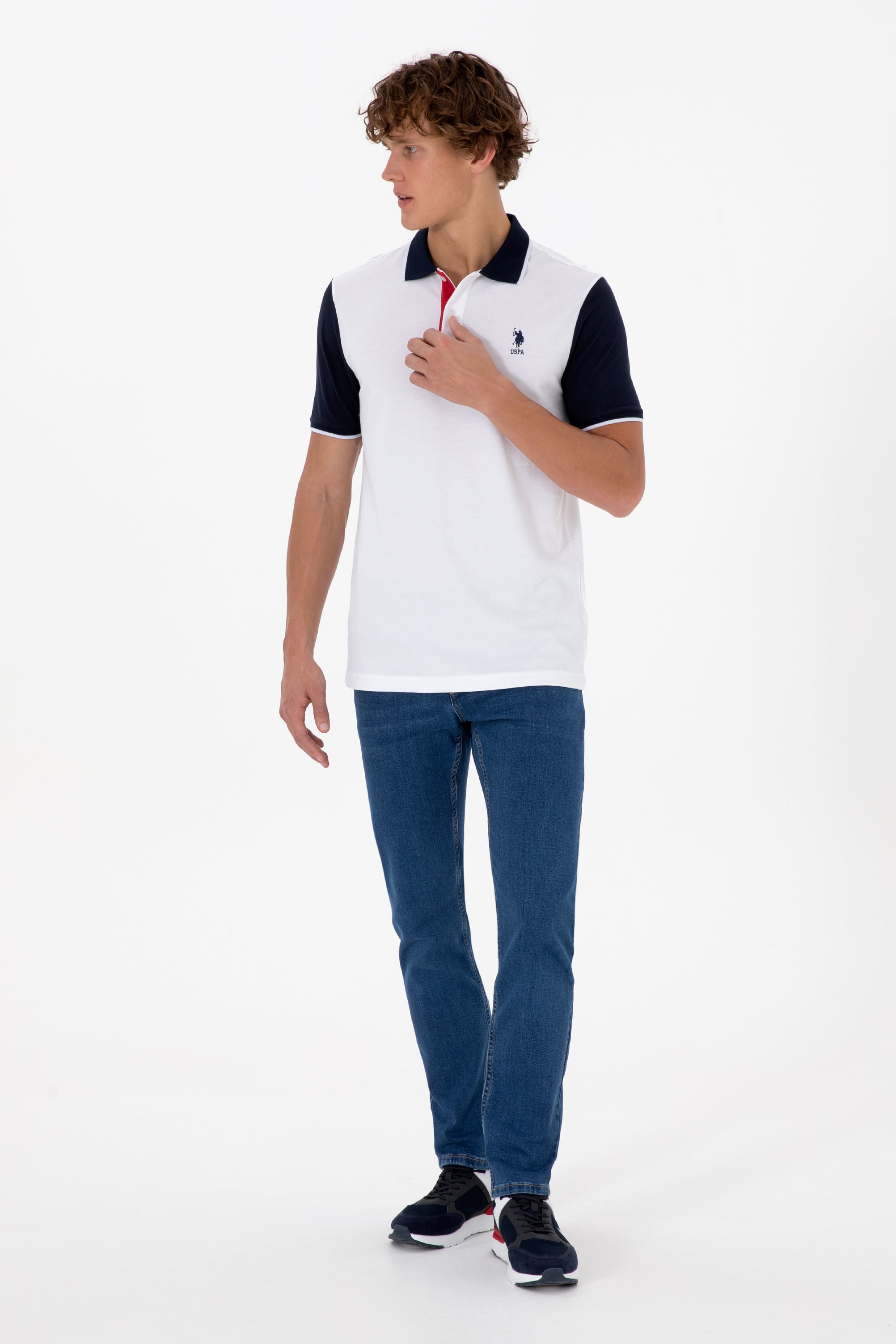 Erkek Beyaz Regular Fit Polo Yaka Tişört - Image 4