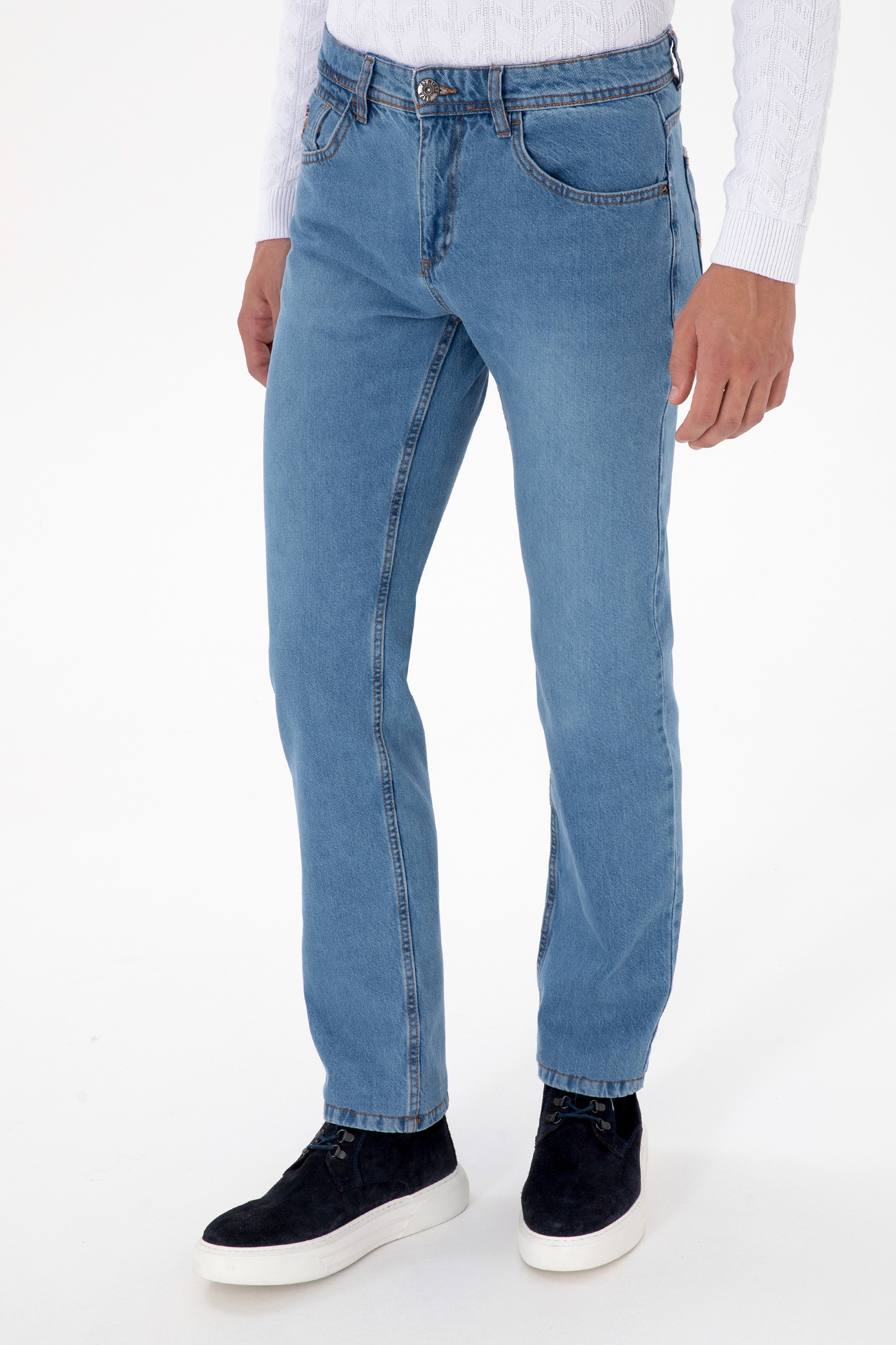 Erkek Açık Mavi Straight Fit Jean Pantolon
