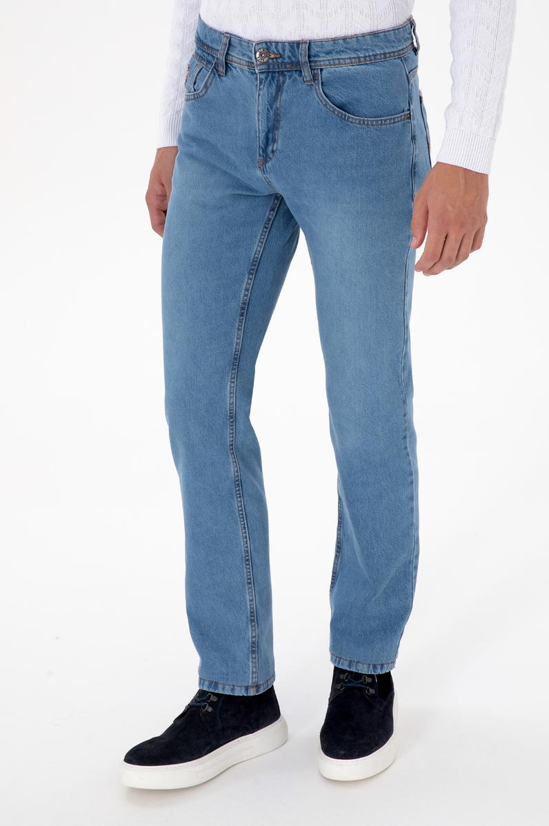 Erkek Açık Mavi Straight Fit Jean Pantolon