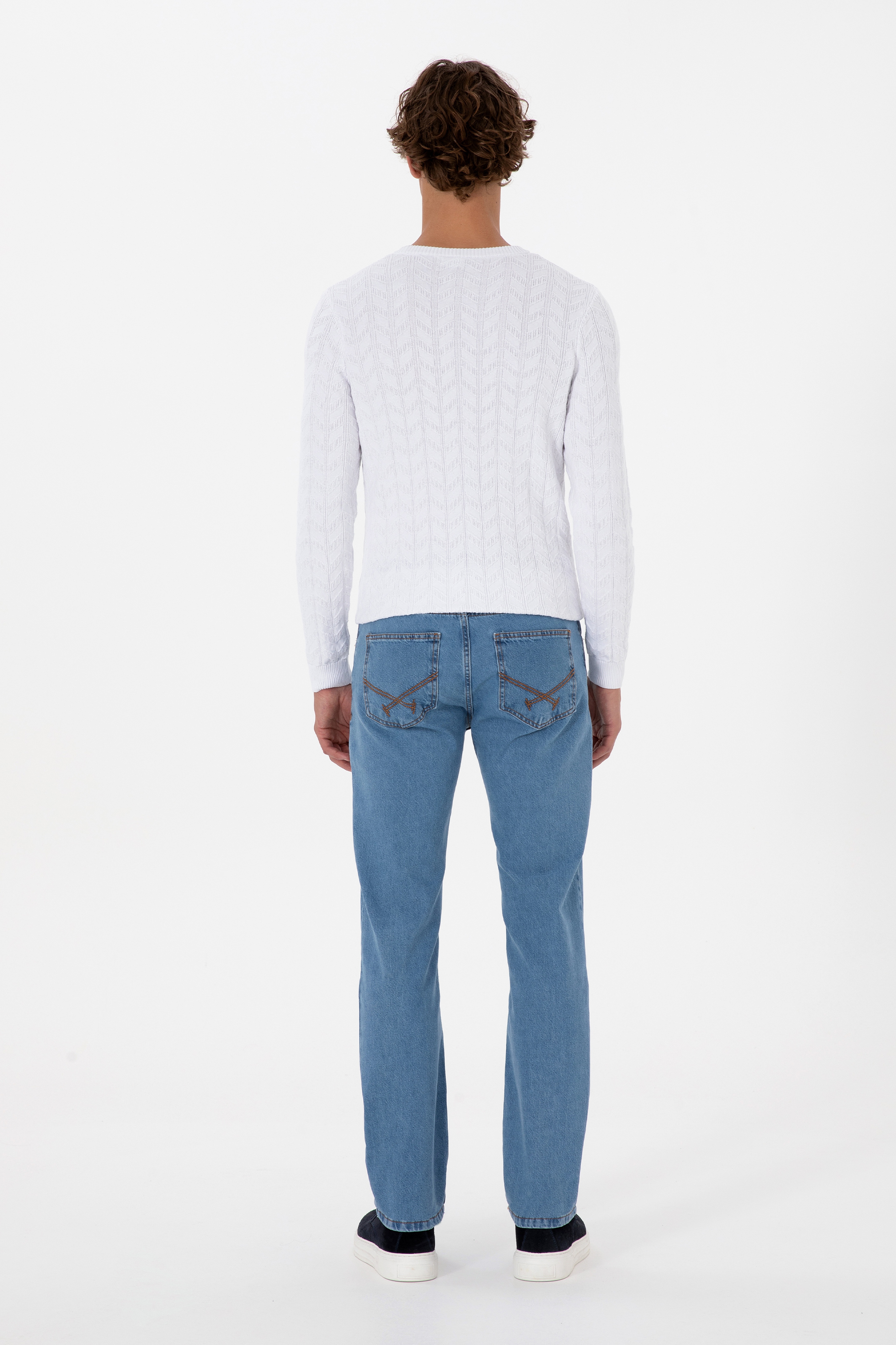 Erkek Açık Mavi Straight Fit Jean Pantolon - Image 4