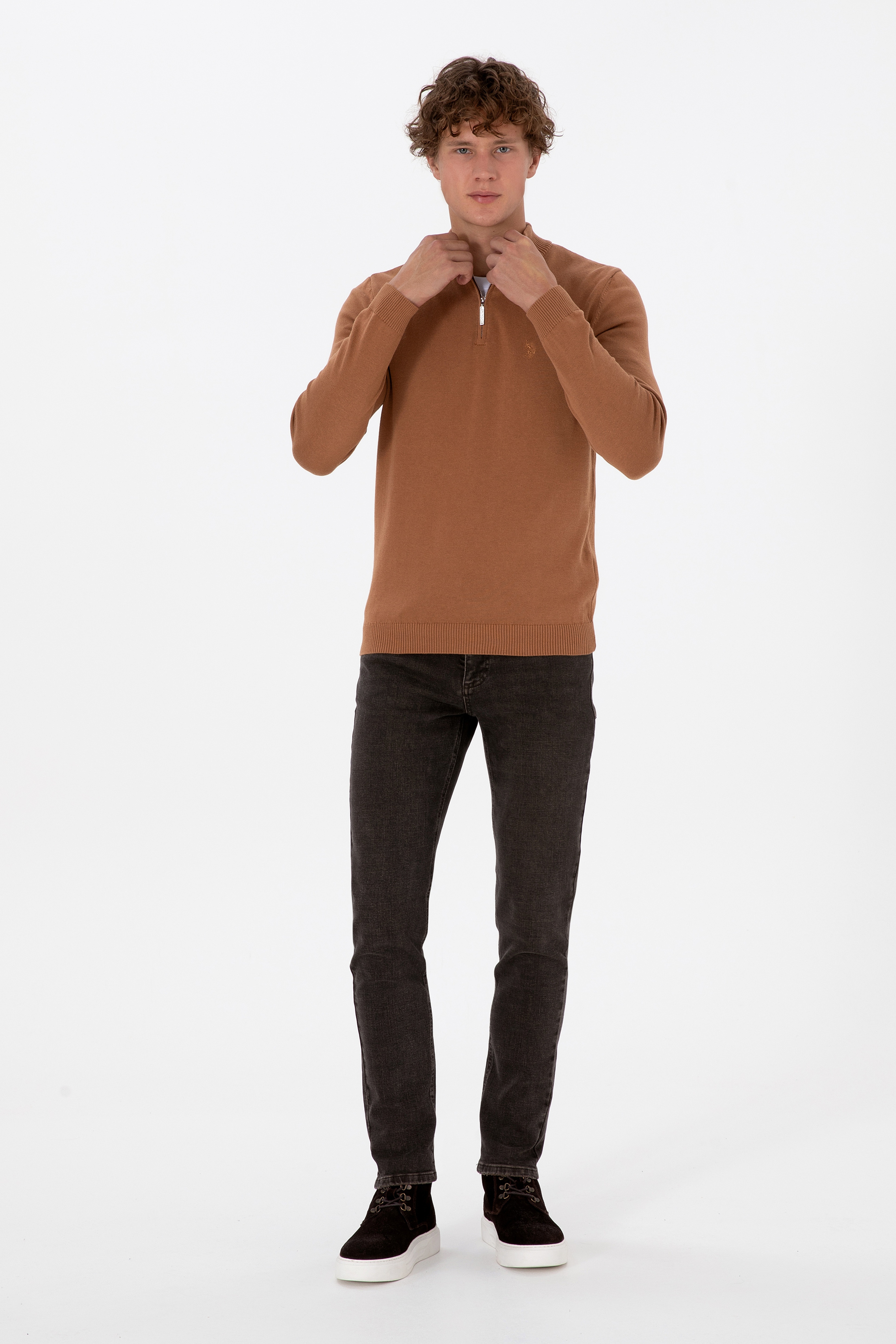 Erkek Kahverengi Slim Fit Jean Pantolon