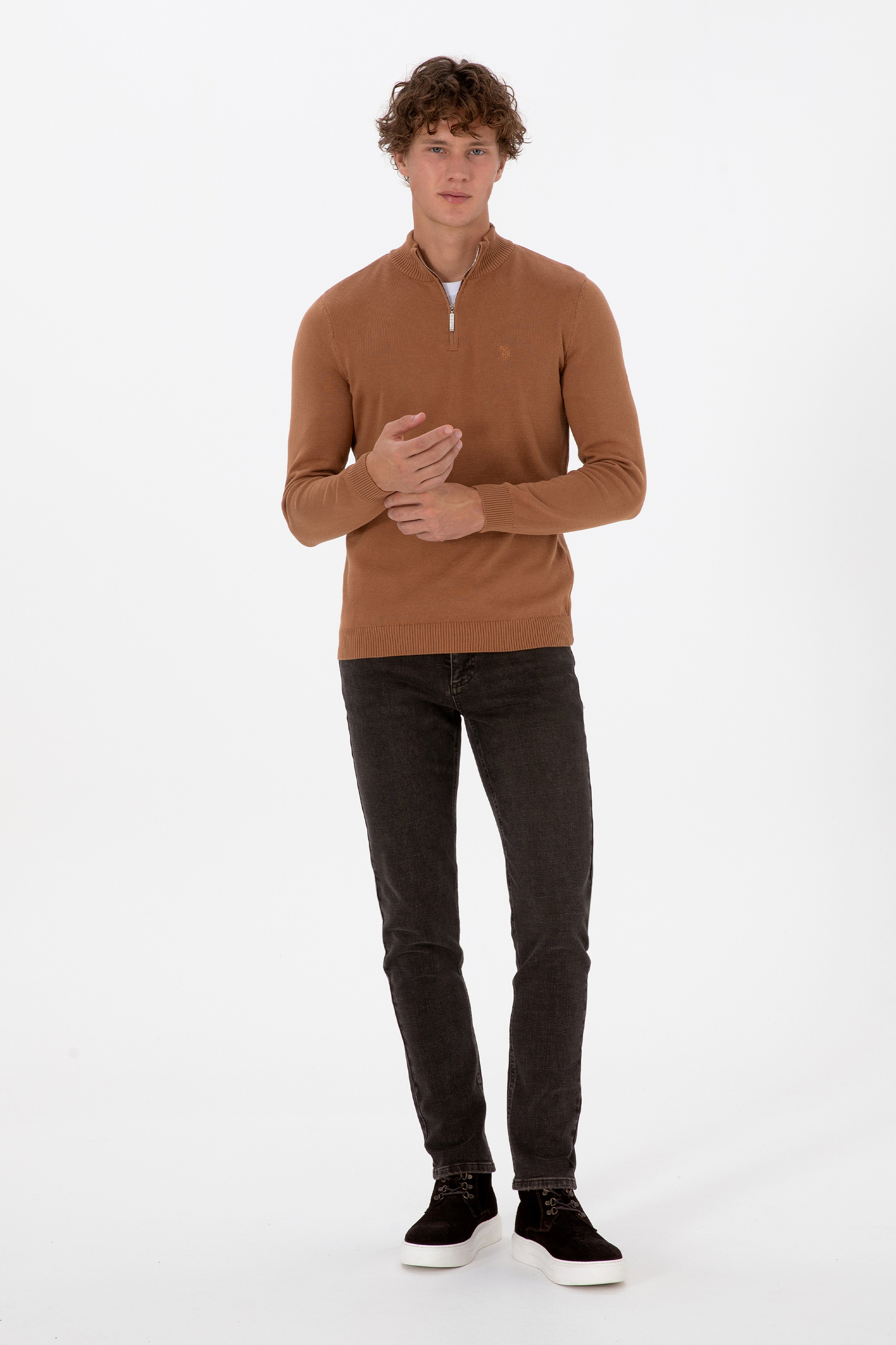 Erkek Kahverengi Slim Fit Jean Pantolon - Image 1