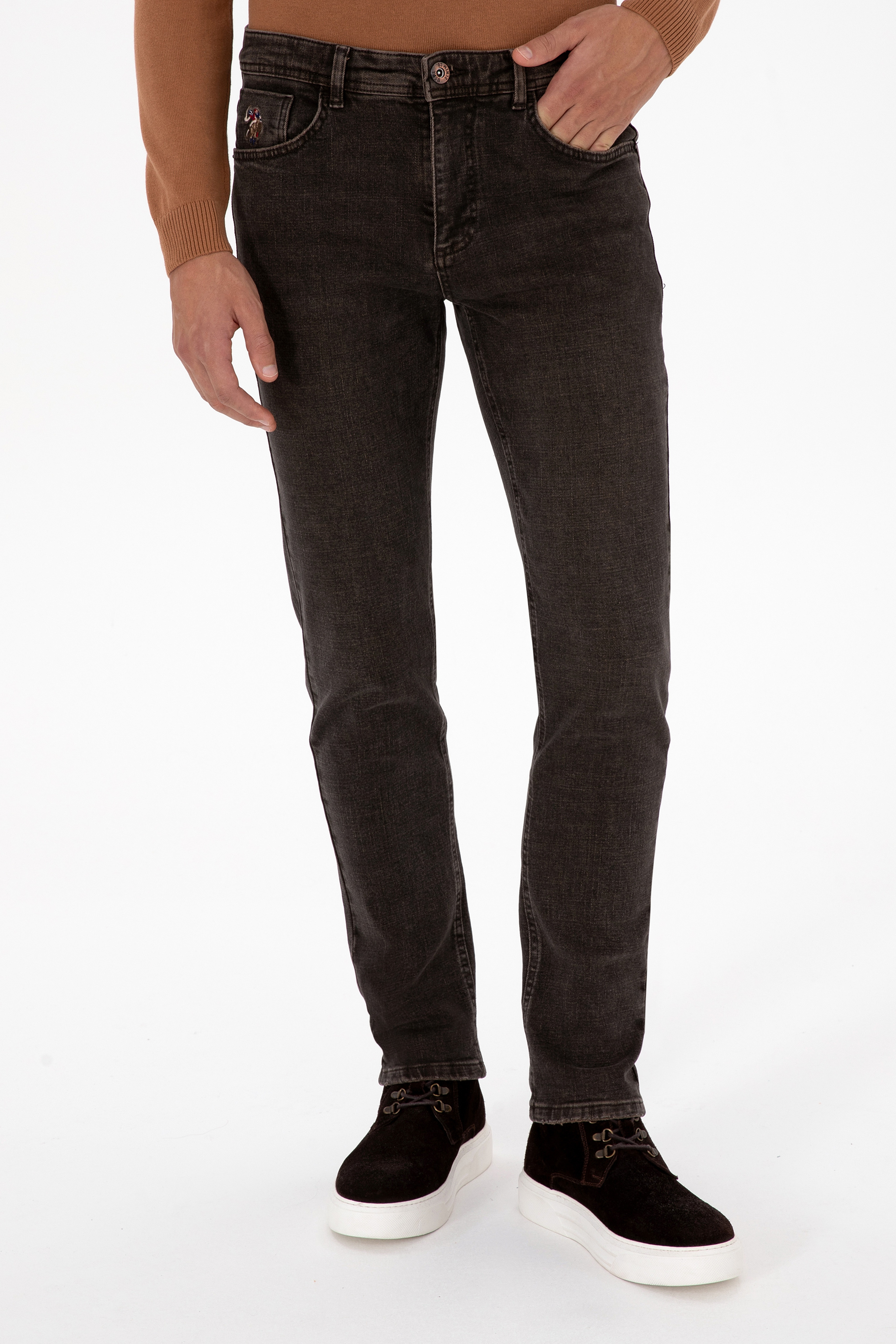 Erkek Kahverengi Slim Fit Jean Pantolon - Image 2