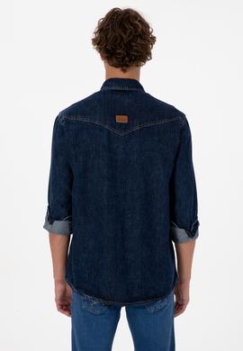 Erkek Mavi Jean Gömlek - 50308348013