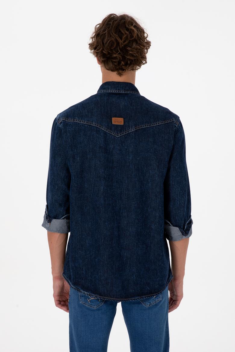 Erkek Mavi Jean Gömlek - 50308348013