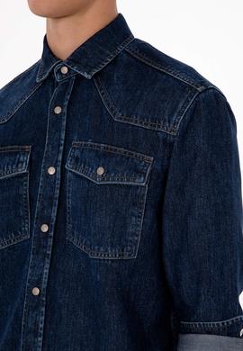 Erkek Mavi Jean Gömlek - 50308348013