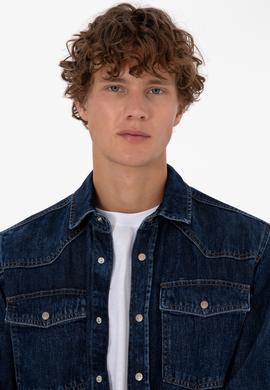 Erkek Mavi Jean Gömlek - 50308348013