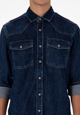 Erkek Mavi Jean Gömlek - 50308348013