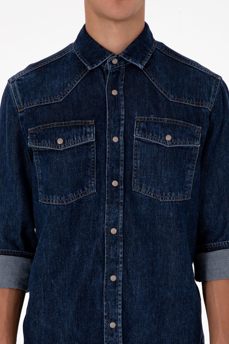 Erkek Mavi Jean Gömlek - 50308348013