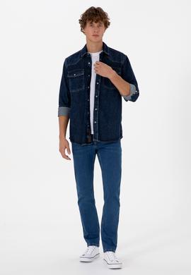 Erkek Mavi Jean Gömlek - 50308348013