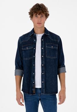 Erkek Mavi Jean Gömlek - 50308348013