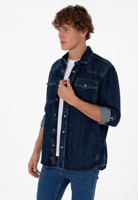 Erkek Mavi Jean Gömlek - 50308348013