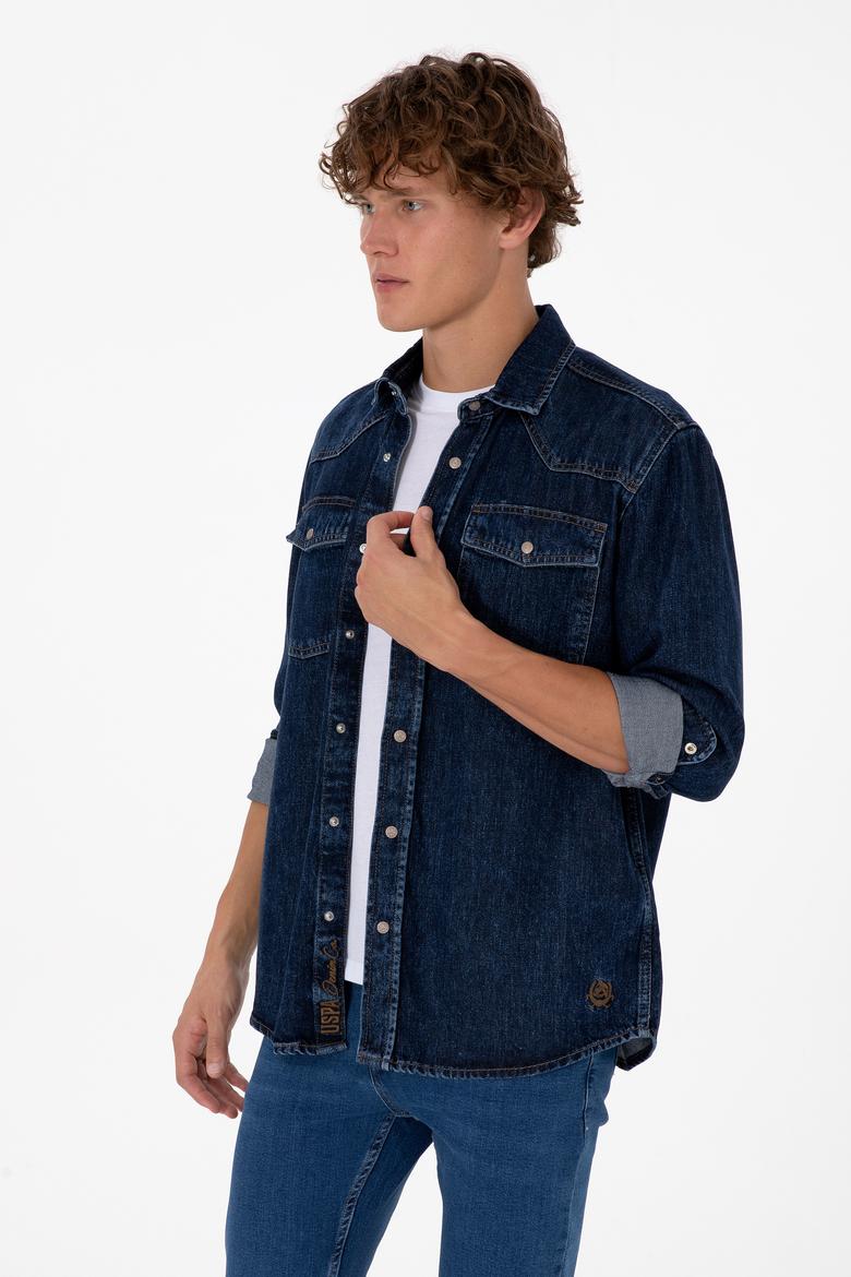 Erkek Mavi Jean Gömlek - 50308348013
