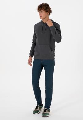 Erkek Regular Fit Kapüşonlu Grı Basic Sweatshirt - 50313720047
