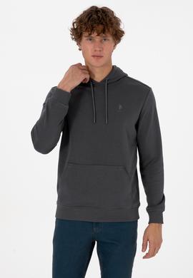 Erkek Regular Fit Kapüşonlu Grı Basic Sweatshirt - 50313720047