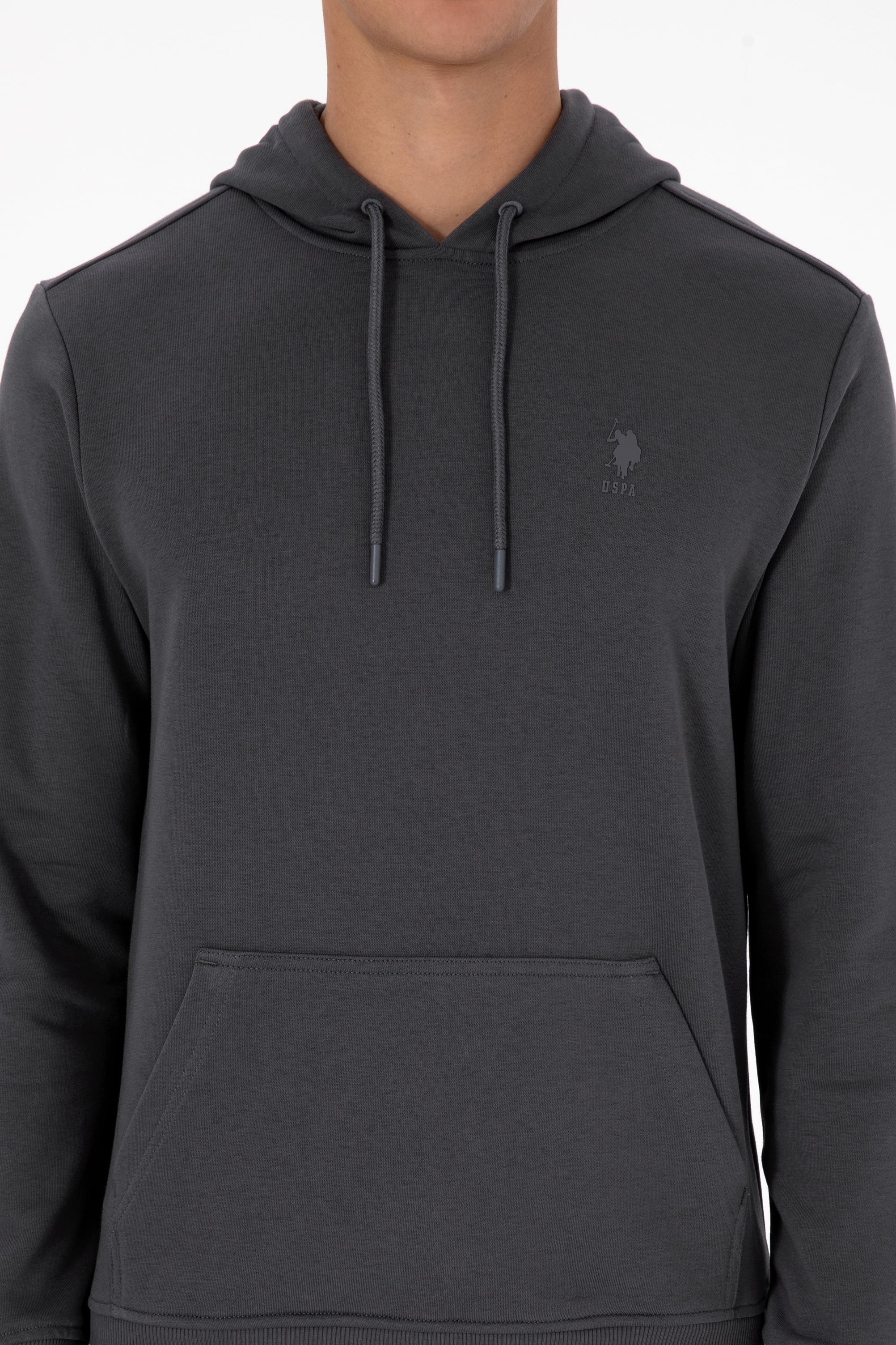 Erkek Regular Fit Kapüşonlu Grı Basic Sweatshirt - Image 6