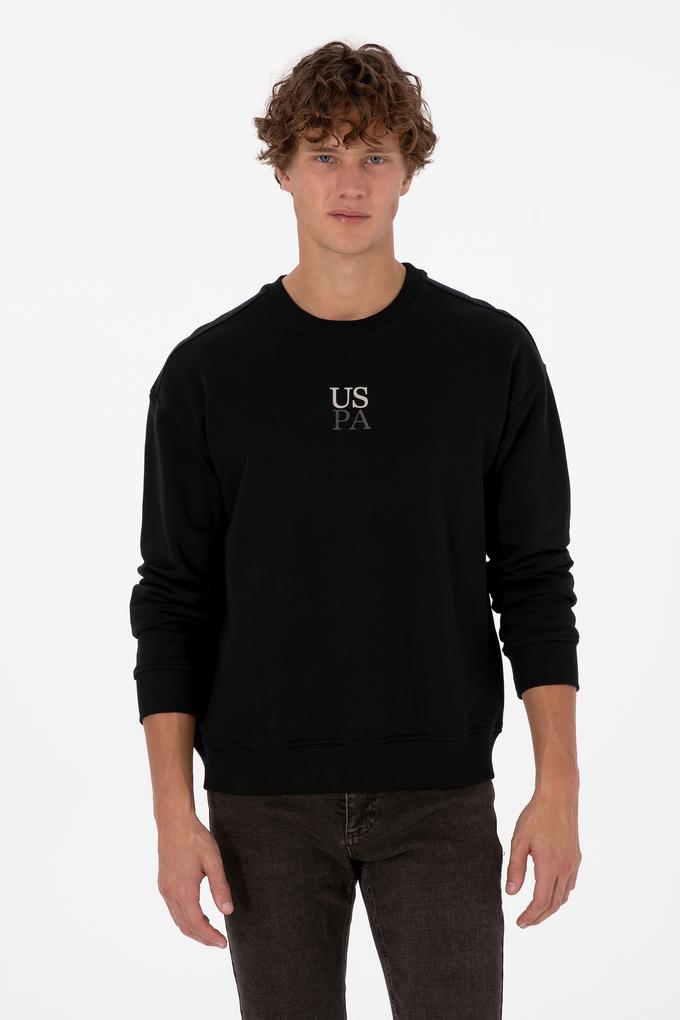 Erkek Bisiklet Yaka Comfort Fit Siyah Basic Sweatshirt