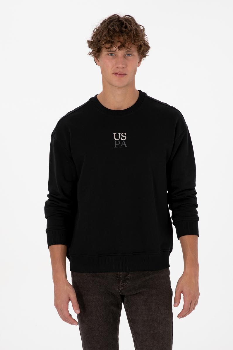 Erkek Bisiklet Yaka Comfort Fit Siyah Basic Sweatshirt