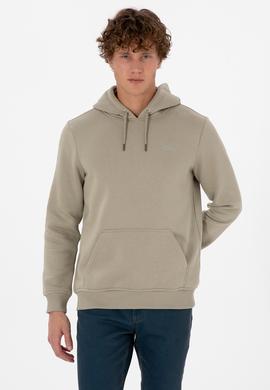 Erkek Regular Fit Kapüşonlu Şardonlu Açık Haki Basic Sweatshirt - 50315582149