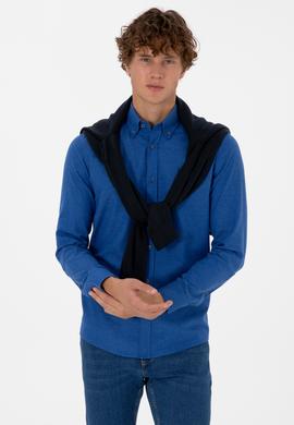 Erkek Mavi Uzun Kollu Basic Gömlek - 50316721080