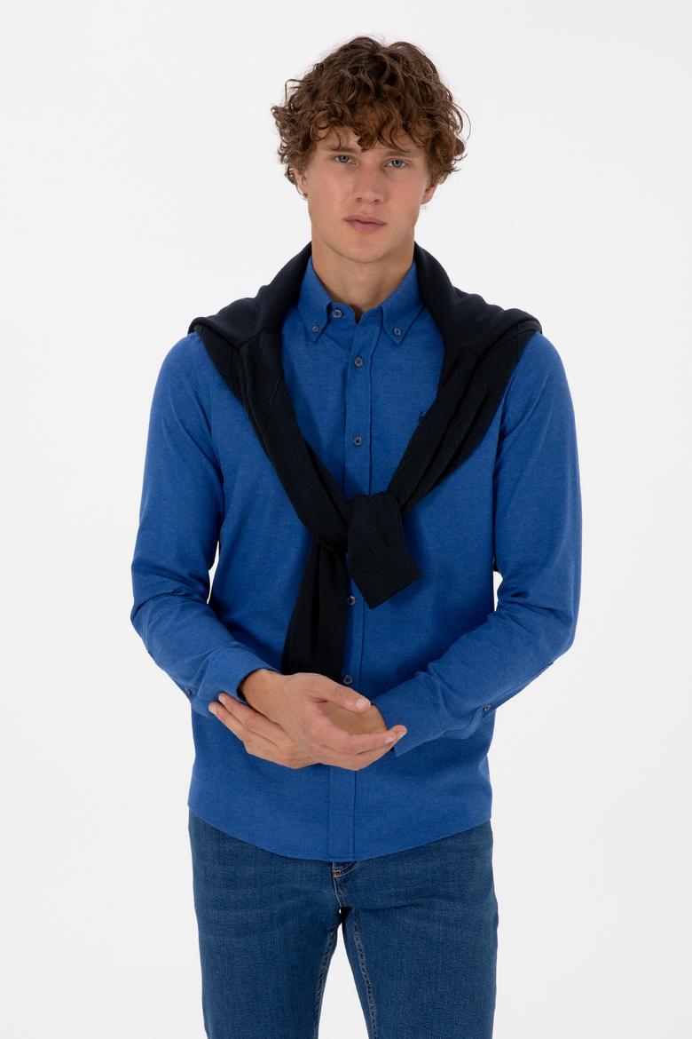 Erkek Mavi Uzun Kollu Basic Gömlek - 50316721080