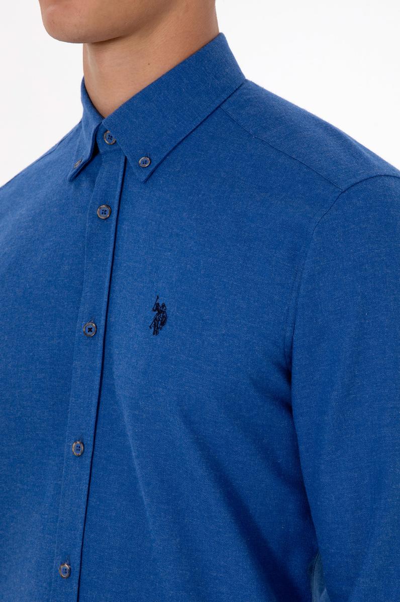 Erkek Mavi Uzun Kollu Basic Gömlek